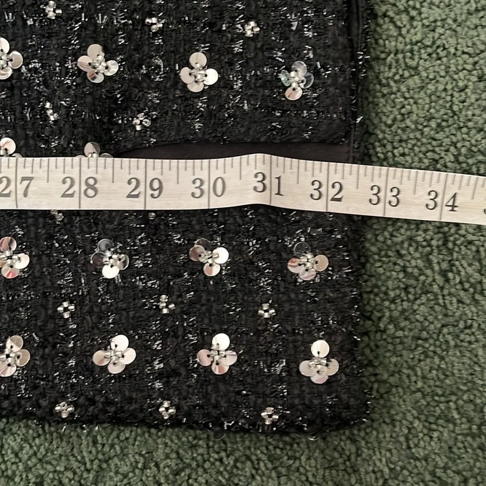 Storia Sequin Tweed Clovers Flowers Side Slit Mini Party Dress Size Large - Picture 15 of 16